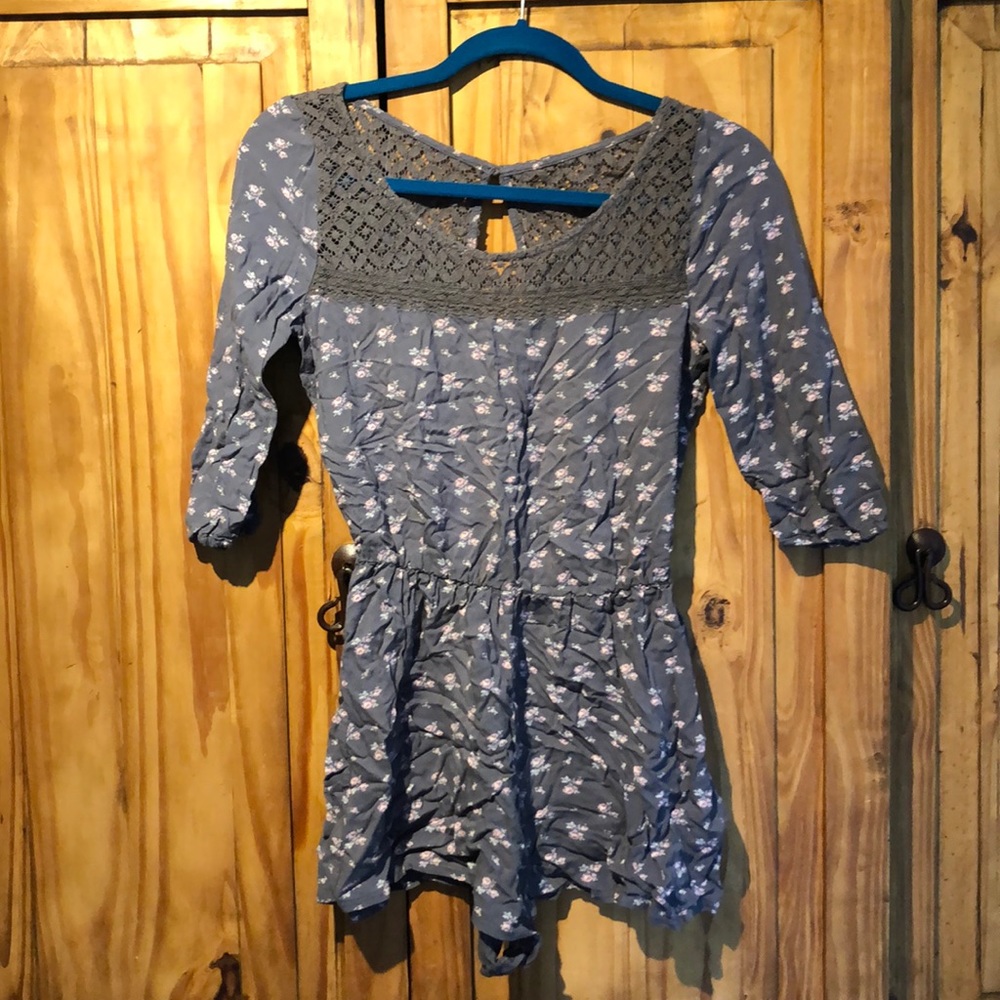 Blue grey laced romper
